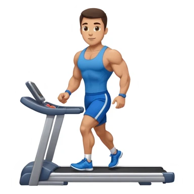 brunette male bodybuilder blue shorts treadmill sticker
