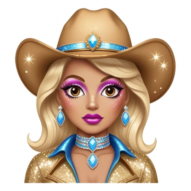 cowboy drag queen glitter sparkles babe girl makeup diva brat sticker