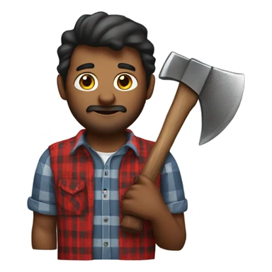 Multiracial chunky lumberjack man with ax in plaid  sticker