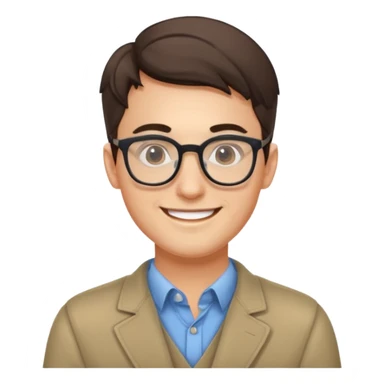 An outgoing marketer male in his late 20s, bespectacled and cheerful image sticker