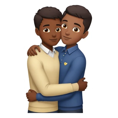 Black masculine nonbinary person and black man with shortcut dark brown hair in love  sticker