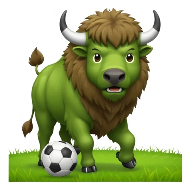 Green bison playing soccer sticker