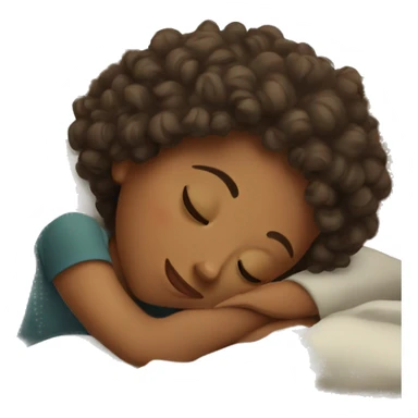 sleeping girl with curly hair in the bed  sticker