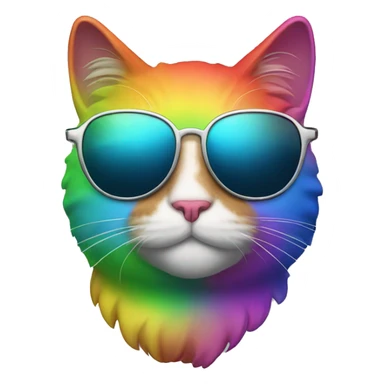 rainbow cat with sunglasses  sticker