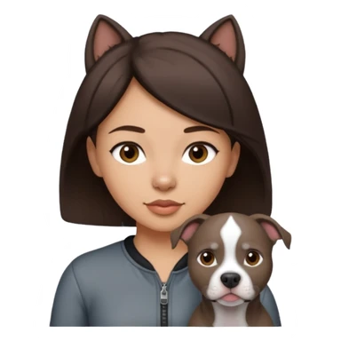 Grey pitbull with one darkBrown haired Girl  sticker