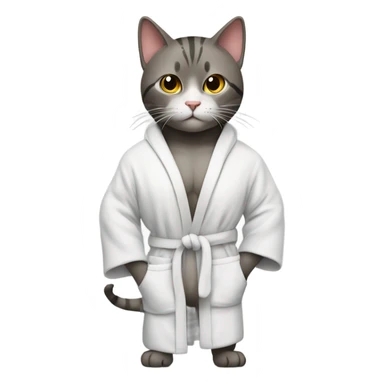 Cat in gym gear in an open robe sticker
