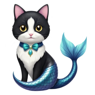 mermaid tuxedo cat sticker