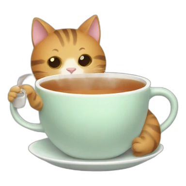 Cat drinking a cup of tea sticker