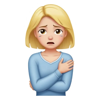 Girl crossing her arms and holding her neck while crying sticker