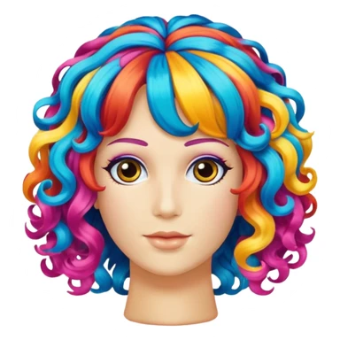 curly colorful party wig sticker