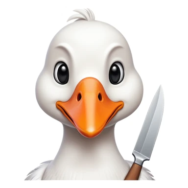 mischievous goose with a knife in its bill, untitled goose game inspired sticker