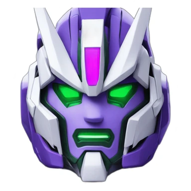 purple and green freedom gundam mecha face sticker