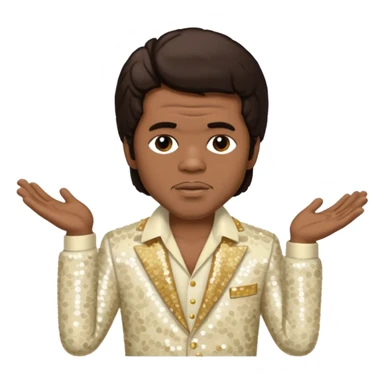James Brown with dark brown hair, ivory sequin outfit sticker
