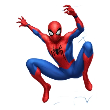 A high-quality die-cut sticker of Spider-Man in a dynamic web-swinging pose. Bold black outlines, classic red and blue suit, vibrant colors, Ben-Day dots textures. Flat 2D vector art style, white border around the edge, isolated on a plain white background, 4k resolution sticker