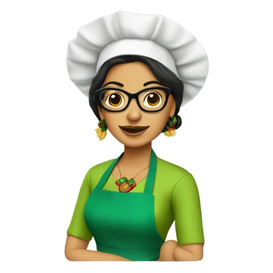 mexican lady green apron  with glasses cooking tacos sticker
