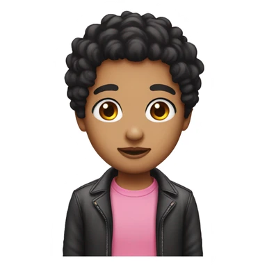 Black hair pink shirt nose ring sticker