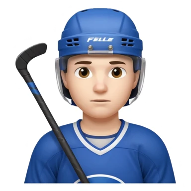 ice hockey player portrait, head and shoulders only, wearing hockey helmet with visor, team jersey collar, holding hockey stick near shoulder, focused competitive expression, 3D cartoon style, mobile game icon style, clean background, no text, no watermark

 sticker