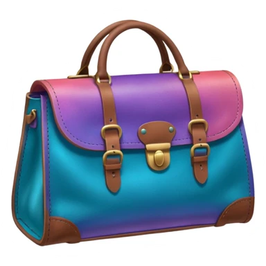 coins in gradient of turquoise, blue, pink, purple, and coral color inside a brown leather bag sticker