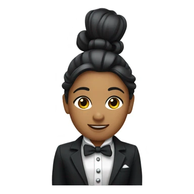 a female butler with a professional and elegant demeanor. She has her hair neatly tied in a ponytail and wears a classic butler uniform, including a tailored vest, crisp white shirt, and bow tie. sticker