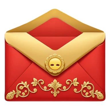 Chinese red envelope (hongbao), lucky money packet with gold details, emoji style sticker