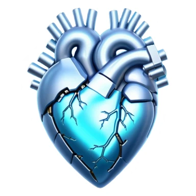 Blue and Cyan glowing holographic cyberpunk heart  sticker