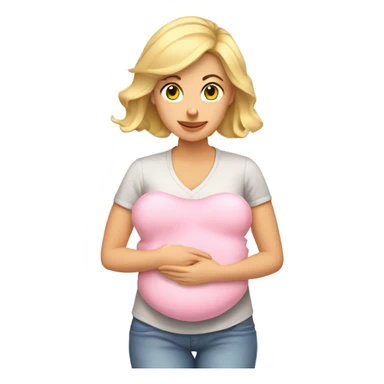 postpartum. blonde woman. light pink shirt. heating pad with cord sticker