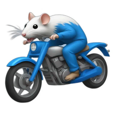 Rat qui fait une roue arrière en moto bleu sticker