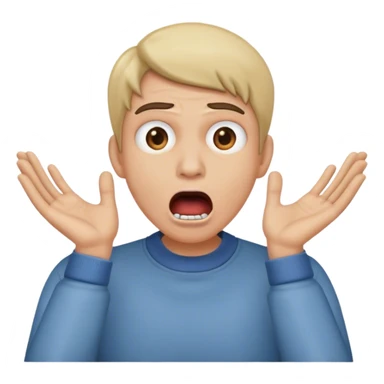 mouth open scared face with 2 hand place on face, with clothes sticker