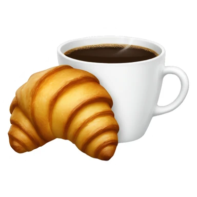 A coffe cup with a croissant sticker