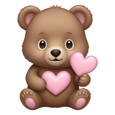 little bear holding light pink heart  sticker