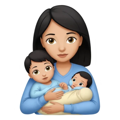mom holding newborn baby girl with brown eyes tan skin and black hair and for the newborn baby, blue eyes newborn girl baby tan skin black hair sticker