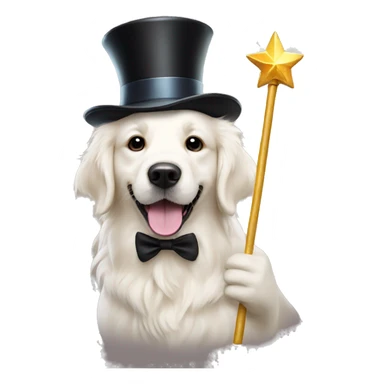 White golden retriever with top hat and magic wand sticker