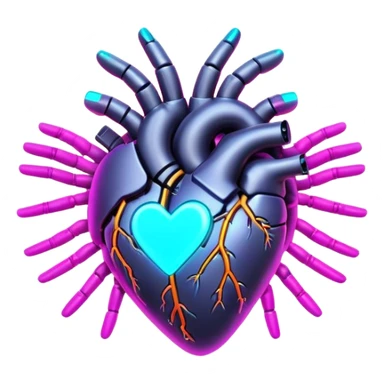 Neon cyberpunk style 
heart made of  hands sticker