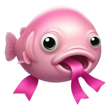 Blob fish with pink bow on its head sticker