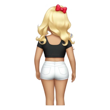 Curvy blonde curvy white girl with hello kitty crop top back view sticker