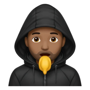 fait un homme noir avec une cagoule noir qui couvre sa tête, ses mains doivent être sur sa bouche comme si il se la cachait  sticker