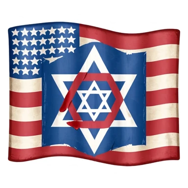 United States flag with a swastika symbol and star of david symbol on the flag sticker