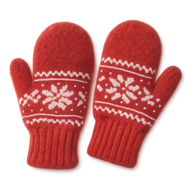 christmas wool mittens, soft and fluffy ,remove background sticker