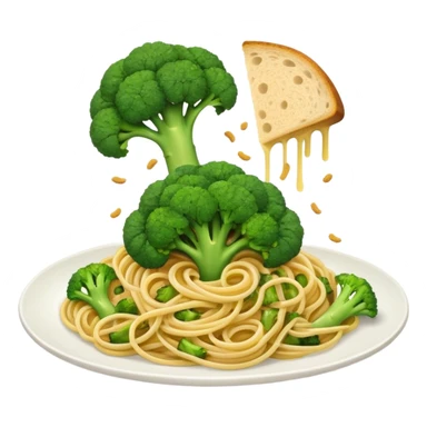 Broccoli and bread crumbs over spaghetti  sticker
