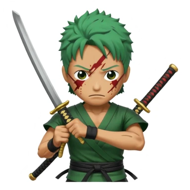 zoro in a battle field with 3 styles sword sticker
