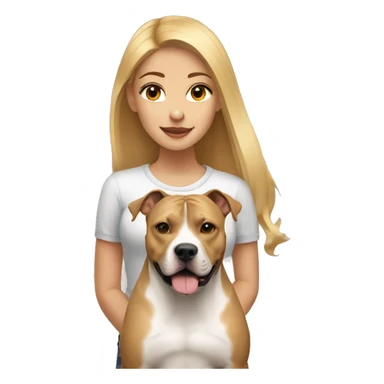Blonde girl with light brown american staffordshire terrier sticker