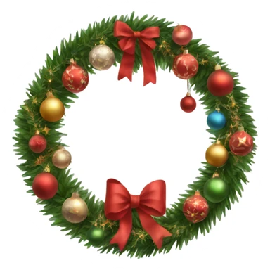 Realistic Circular christmas garland with baubles and bows sticker