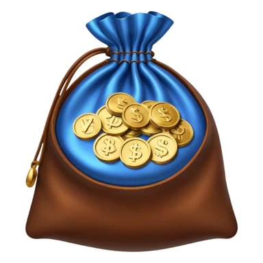 brown money bag of blue coins sticker