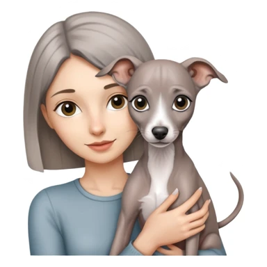 girl holding all grey Italian greyhound sticker