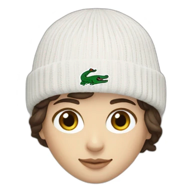 Brunette lacoste beanie with lacoste sticker