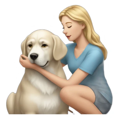 white girl petting big dog sticker