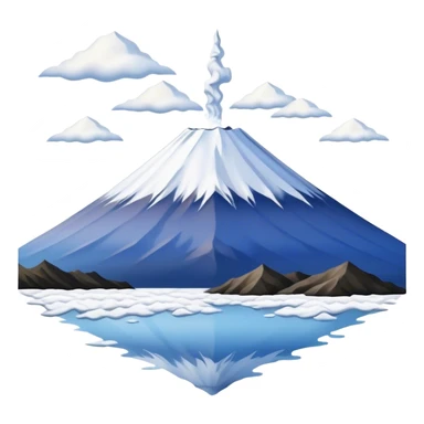 Cinematic Realistic Mount Fuji Landscape Emoji, depicted with the iconic snow-capped peak set against a serene sky rendered with lifelike textures and breathtaking, natural lighting. sticker