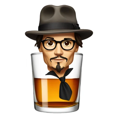 Johnny Depp drink glass of whiskey sticker