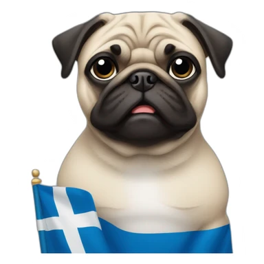 pug holding a suomi flag sticker