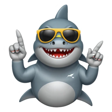Shark with sunglasses and a middle finger sticker